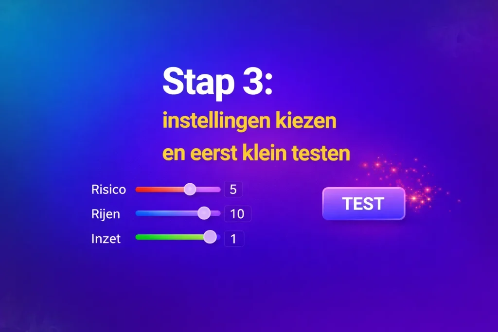 instellingen kiezen en eerst klein testen