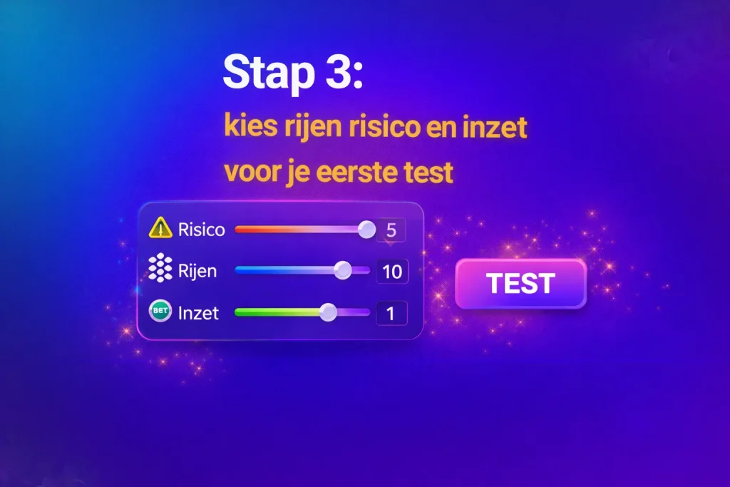 kies rijen risico en inzet voor je eerste test