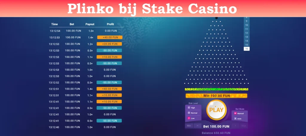 plinko bij stake casino